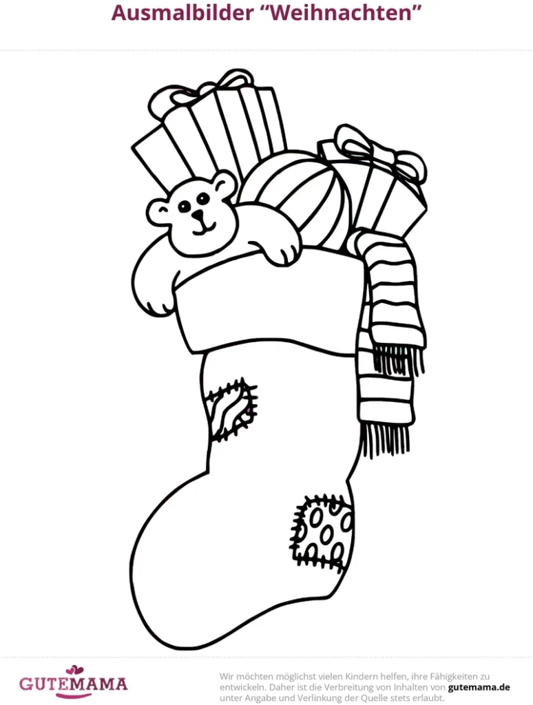 weihnachten-malvorlage-weihnachtsstrumpf-mit-geschenken