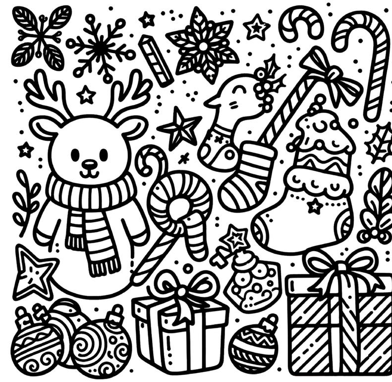 weihnachten-motiv-rentier-und-geschenke