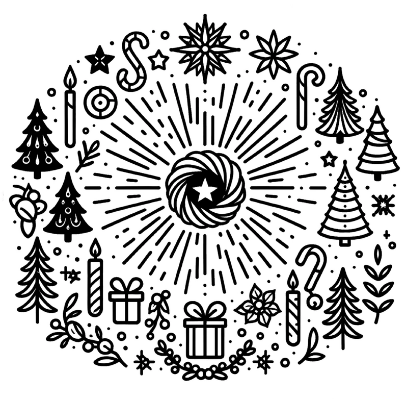 weihnachtliche-malvorlage-tannenbaeume-geschenke