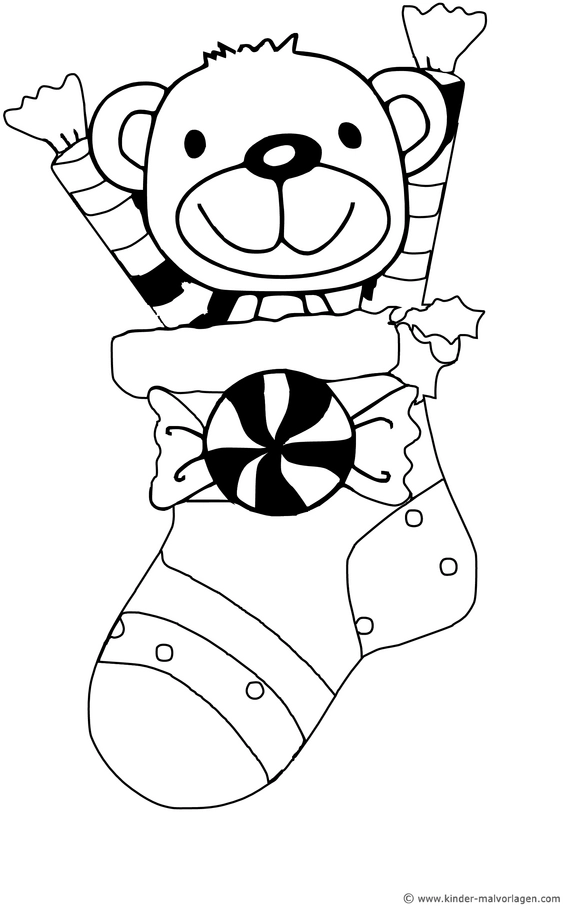 weihnachtlicher-baer-im-strumpf-mit-suessigkeiten