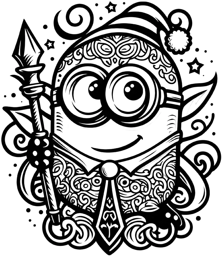 weihnachts-minion-mit-speer-ausmalvorlage