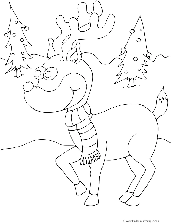 weihnachts-rentier-mit-tannenbaeumen-ausmalvorlage