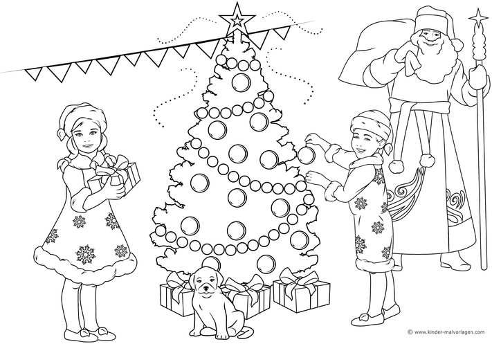 weihnachtsbaum-mit-kindern-und-weihnachtsmann