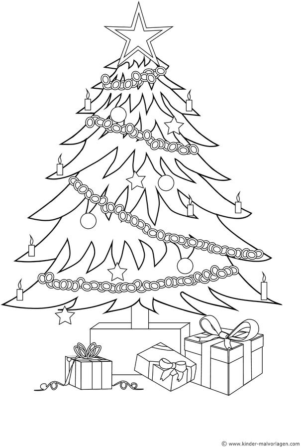 weihnachtsbaum-und-geschenke-ausmalvorlage