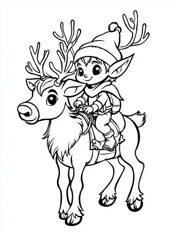weihnachtself-auf-rentier-malen