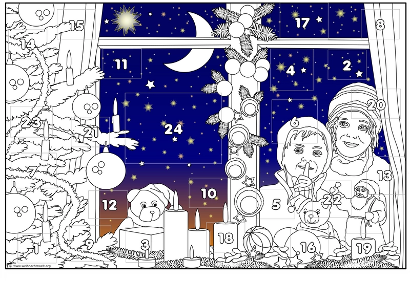 weihnachtsfenster-mit-kindern-und-teddy-malvorlage