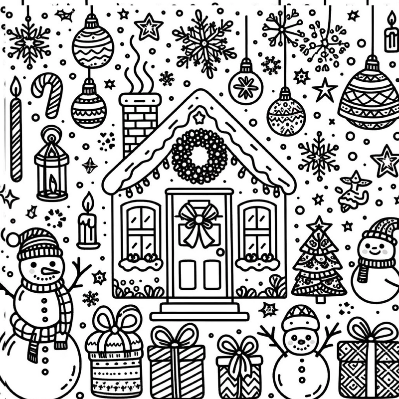 weihnachtshaus-mit-schneemaennern-und-geschenken