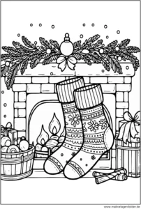 weihnachtskamin-mit-socken-ausmalvorlage