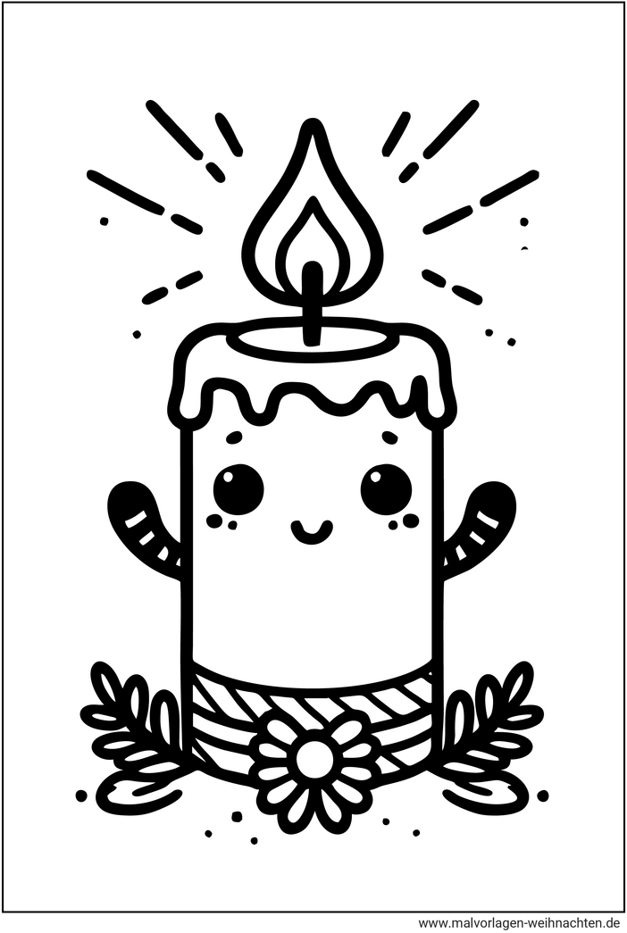 weihnachtskerze-kawaii-malen-ausmalvorlage
