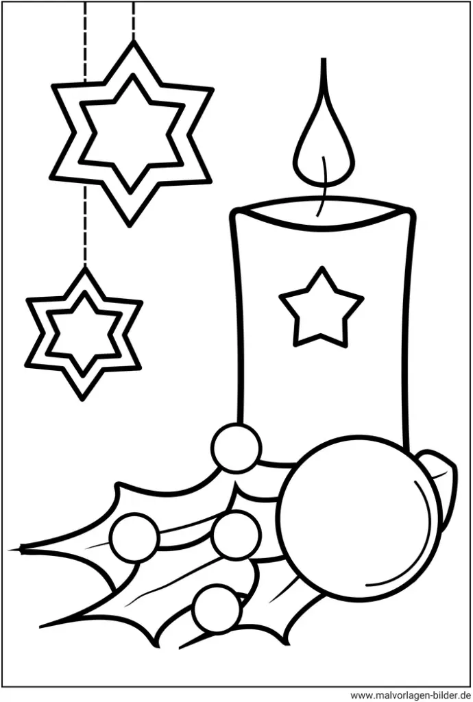weihnachtskerze-mit-sternen-und-dekoration