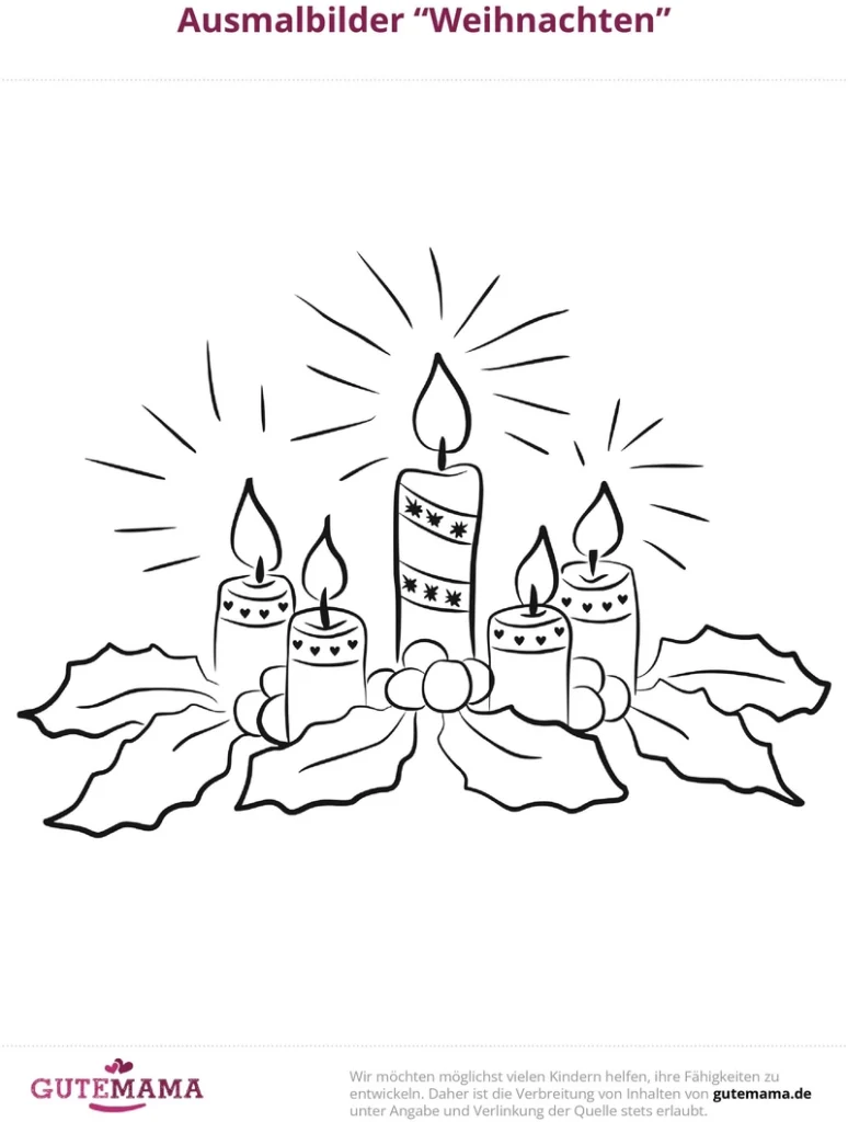 weihnachtskerzen-ausmalvorlage