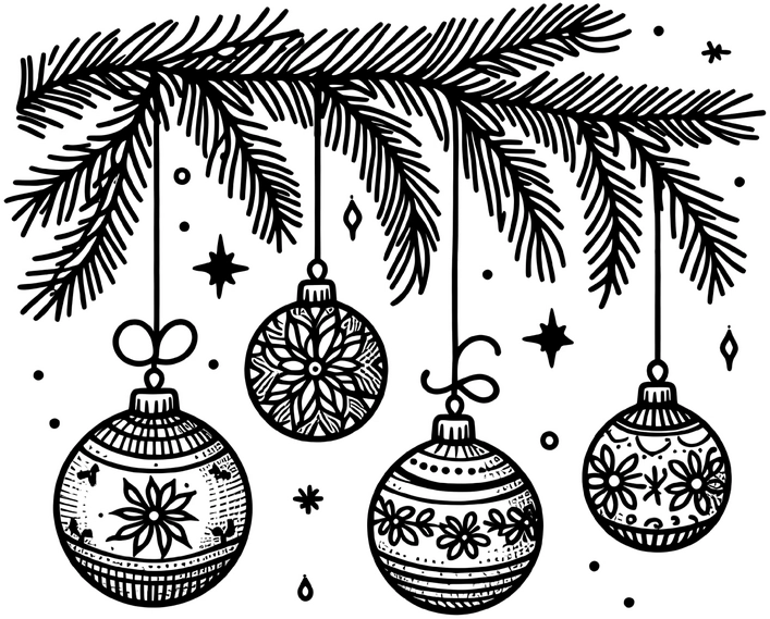 weihnachtskugeln-an-tannenzweig-ausmalbild