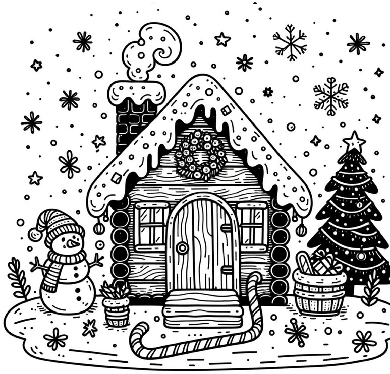 weihnachtsmalvorlage-schneemann-und-tannenbaum