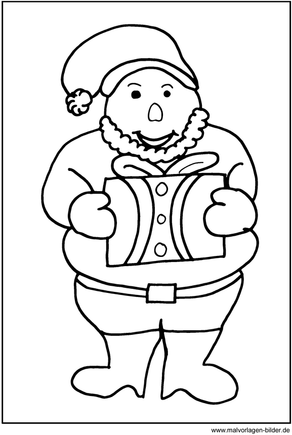 weihnachtsmann-mit-geschenk-ausmalbild