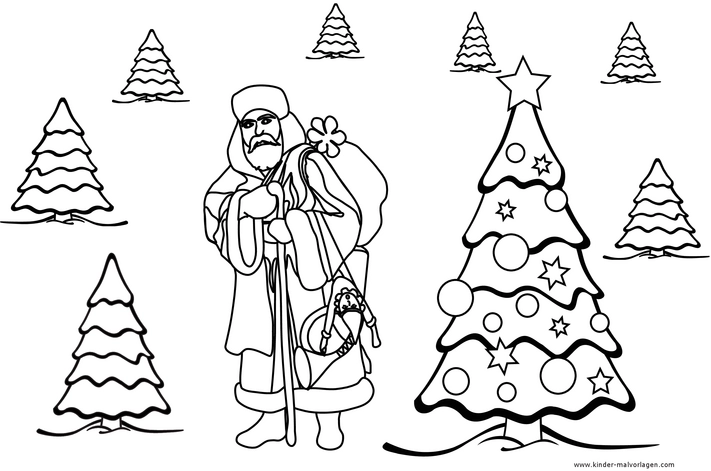 weihnachtsmann-mit-geschenken-und-tannenbaeumen