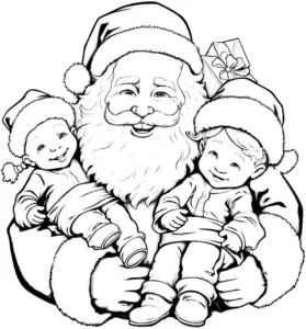 weihnachtsmann-mit-kindern-ausmalvorlage