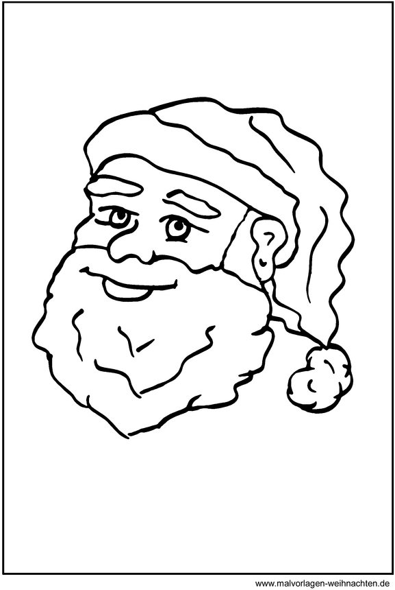 weihnachtsmann-mit-muetze-und-bart-malvorlage