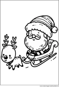 weihnachtsmann-mit-rentier-ausmalbild-fuer-kinder