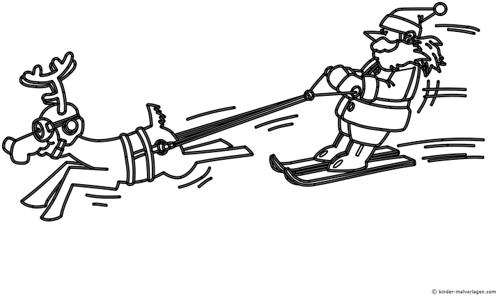 weihnachtsmann-mit-rentier-skifahren