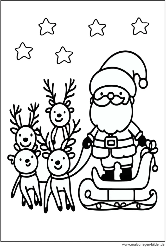 weihnachtsmann-mit-rentieren-ausmalvorlage