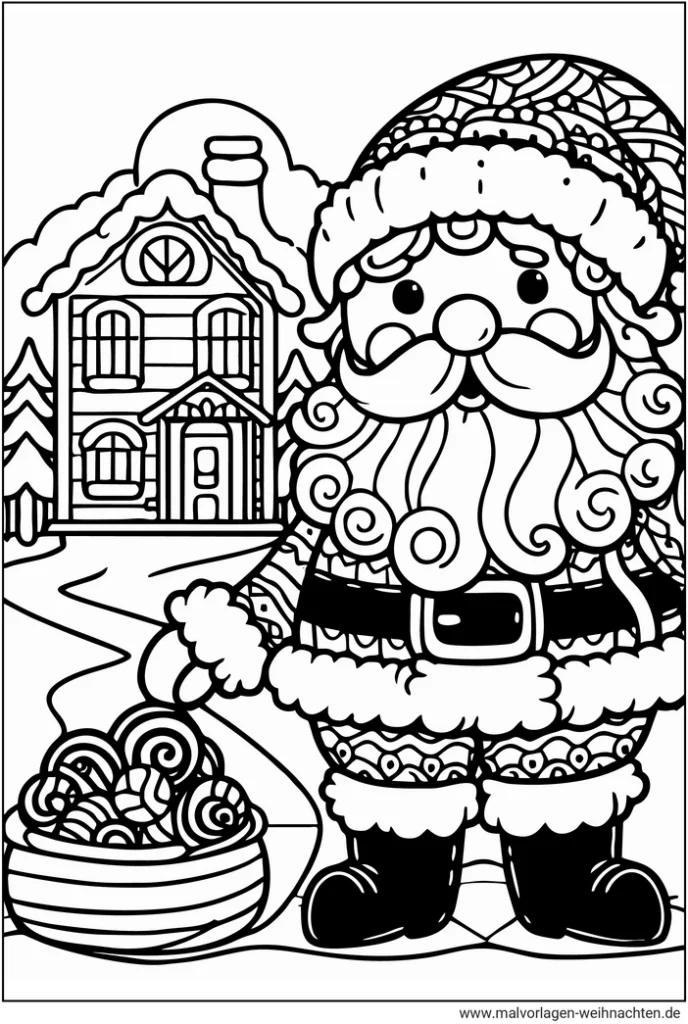 weihnachtsmann-vor-einem-haus-mit-suessigkeiten