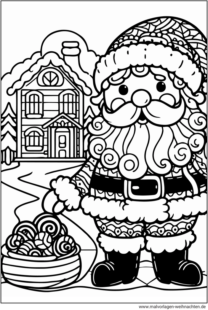 weihnachtsmann-vor-einem-haus-mit-suessigkeiten
