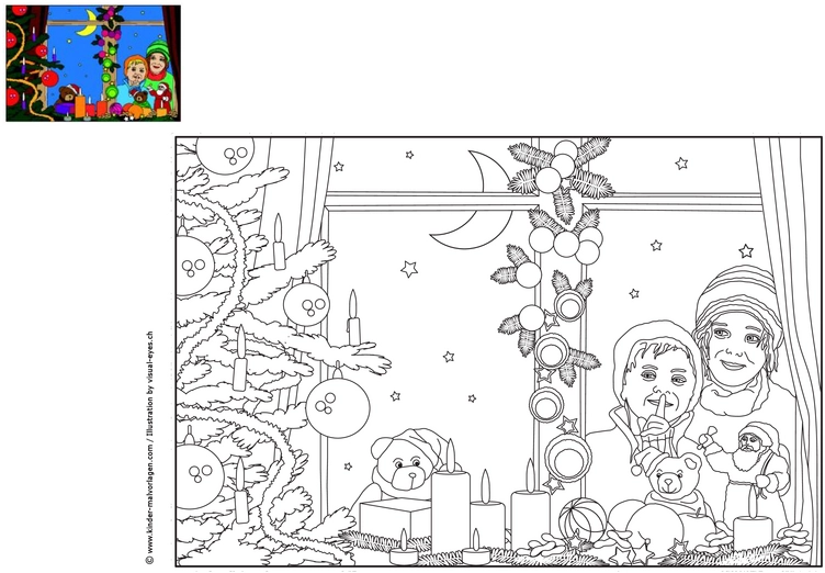 weihnachtsszene-mit-kindern-und-baum