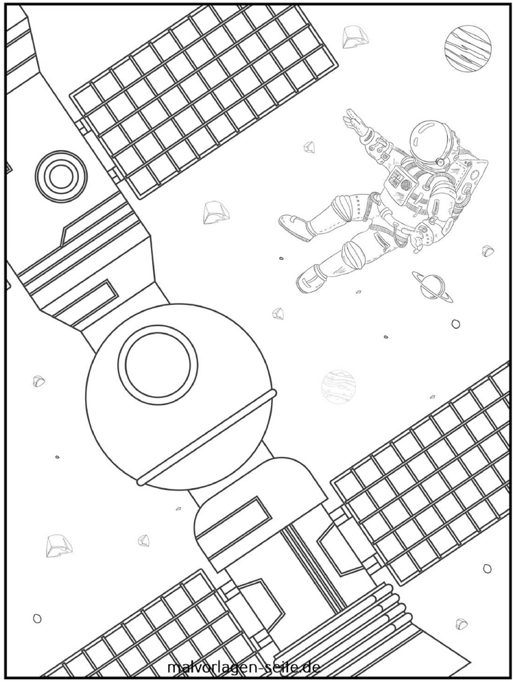 weltraum-malvorlage-astronaut-satellit