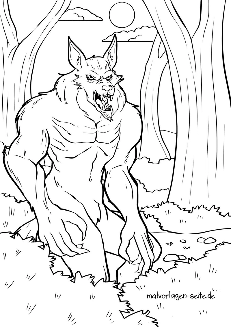 werwolf-im-wald-ausmalvorlage