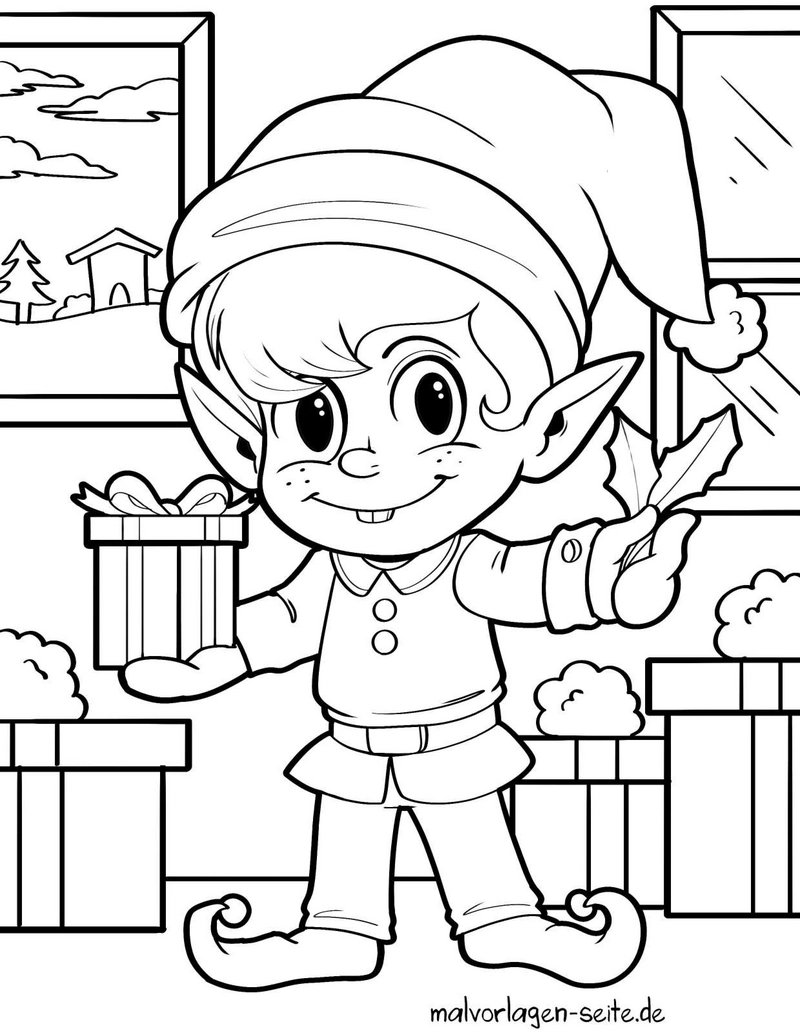 wichtel-mit-geschenk-weihnachten-malvorlage