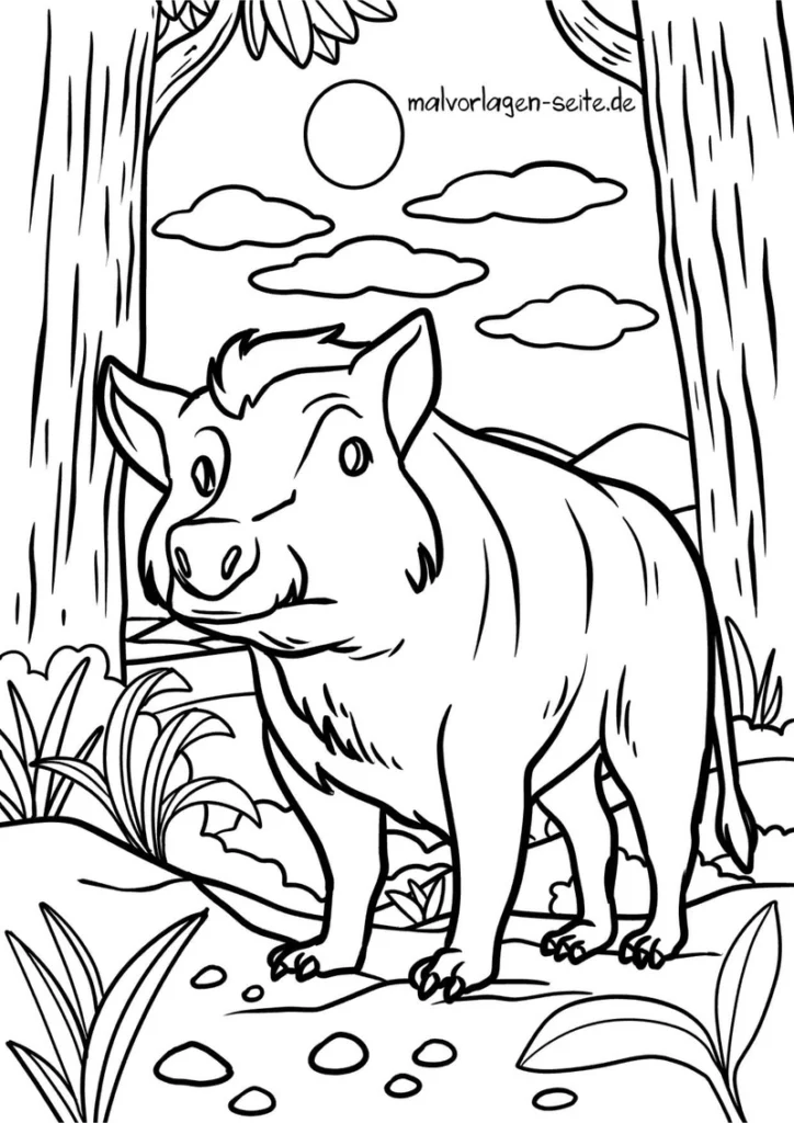 wildschwein-in-der-natur-ausmalvorlage