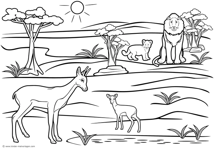 wildtiere-in-der-savanne-mit-loewen-und-antilopen
