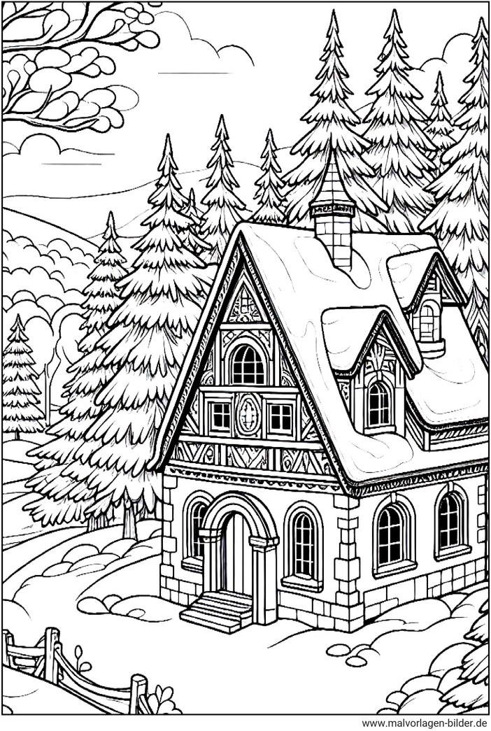 winterhuette-in-natur-ausmalbild