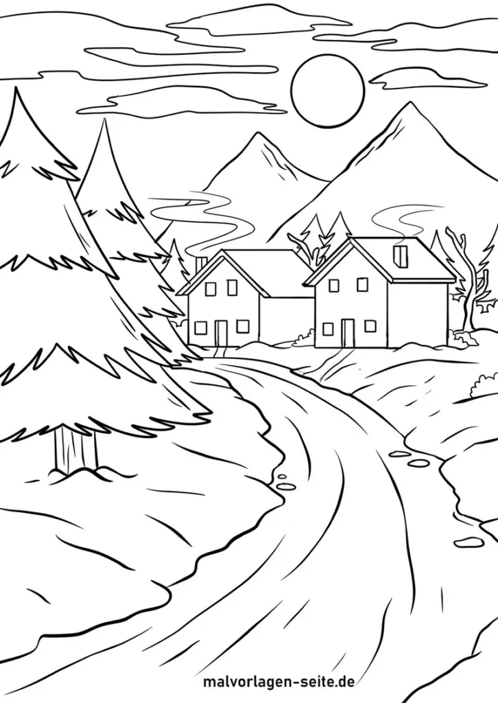 winterlandschaft-mit-haeusern-und-baeumen
