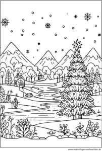 winterlandschaft-mit-weihnachtsbaum-und-schnee
