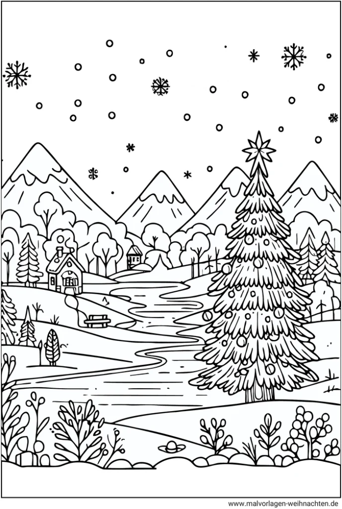 winterlandschaft-mit-weihnachtsbaum-und-schnee