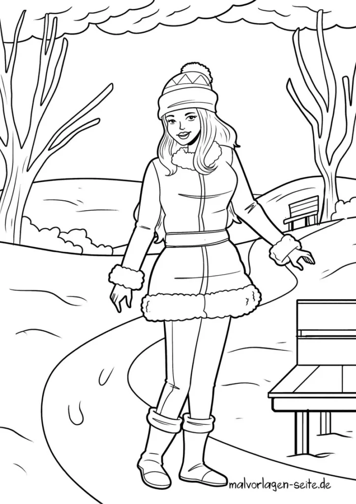 wintermode-fröhliche-person-in-winterlandschaft