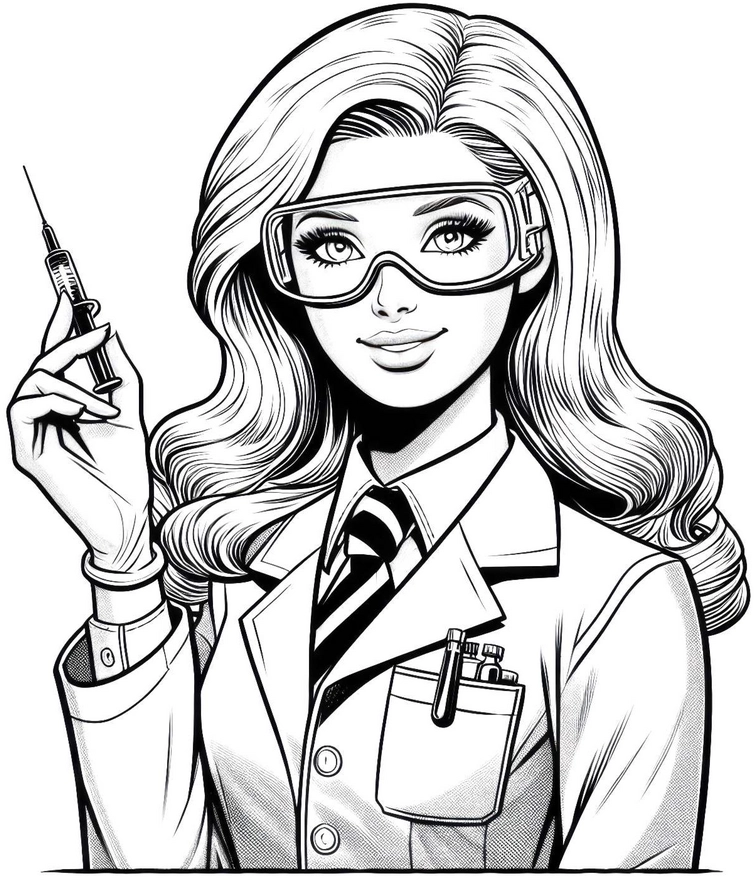 wissenschaftlerin-mit-spritze-und-schutzbrille-malvorlage