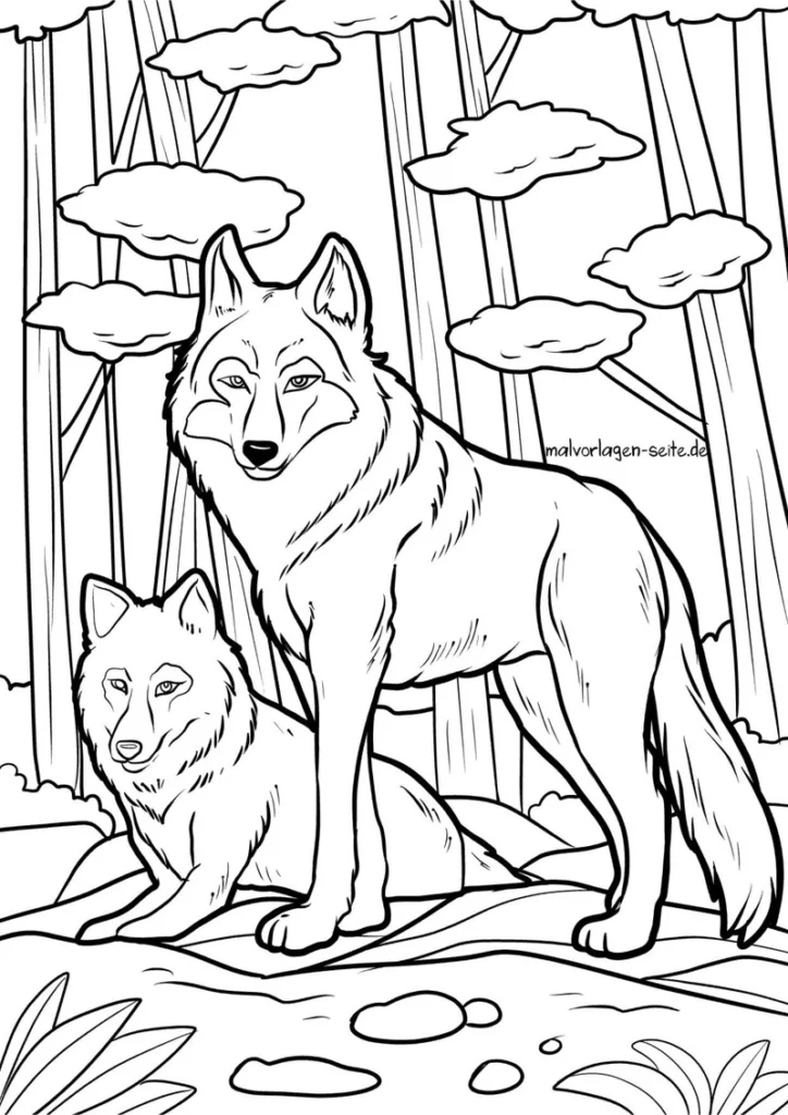 woelfe-im-wald-malvorlage