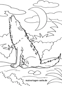 wolf-heult-unter-dem-mond-malvorlage
