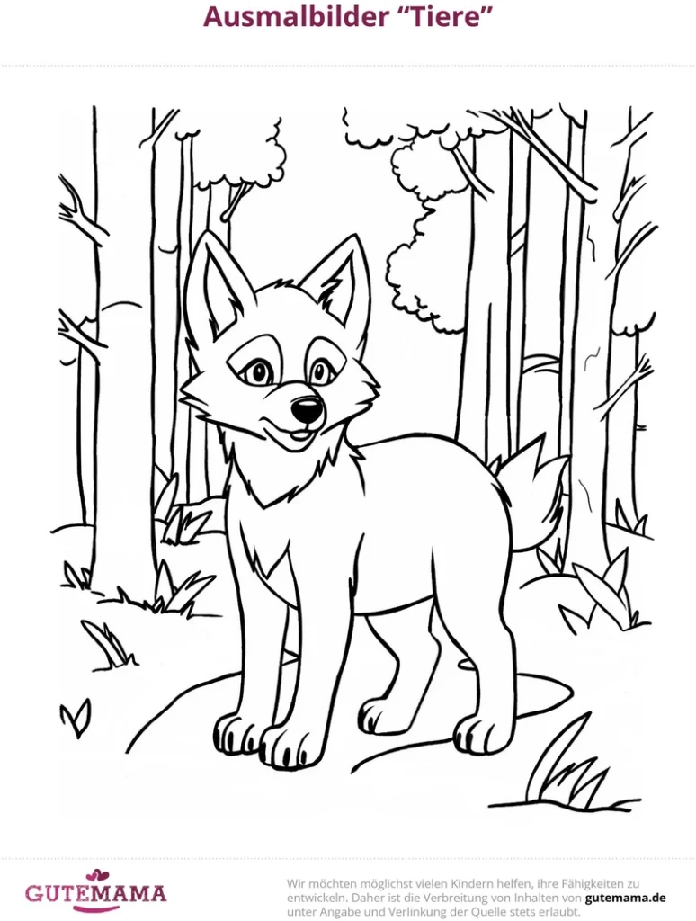 wolf-im-wald-ausmalvorlage