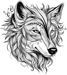wolf-kunstvolle-muster-ausmalvorlage