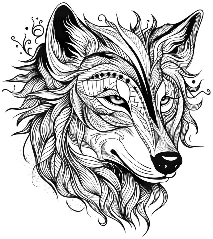 wolf-kunstvolle-muster-ausmalvorlage