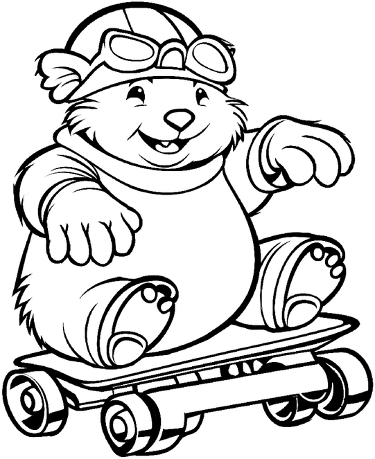 wombat-auf-skateboard-ausmalvorlage