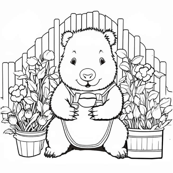 wombat-im-garten-ausmalvorlage