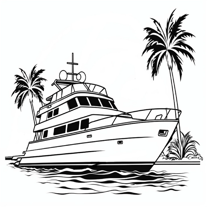 yacht-mit-palmen-und-wasser-malvorlage