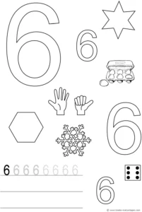 zahl-sechs-malvorlage-mit-symbolen