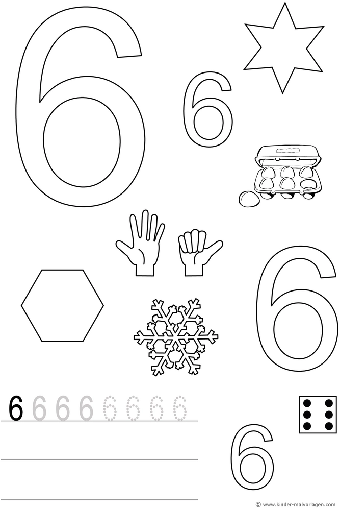 zahl-sechs-malvorlage-mit-symbolen