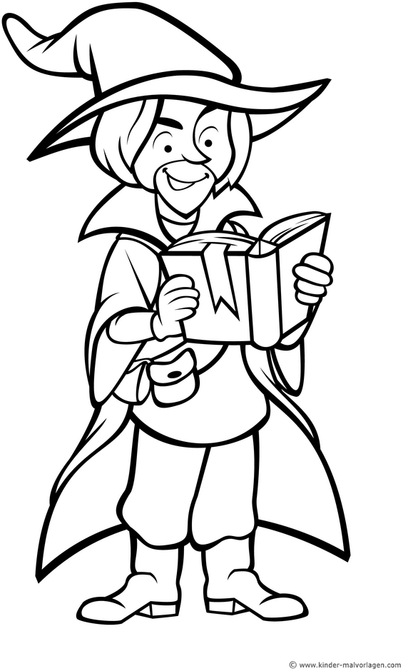zauberer-mit-buch-ausmalvorlage