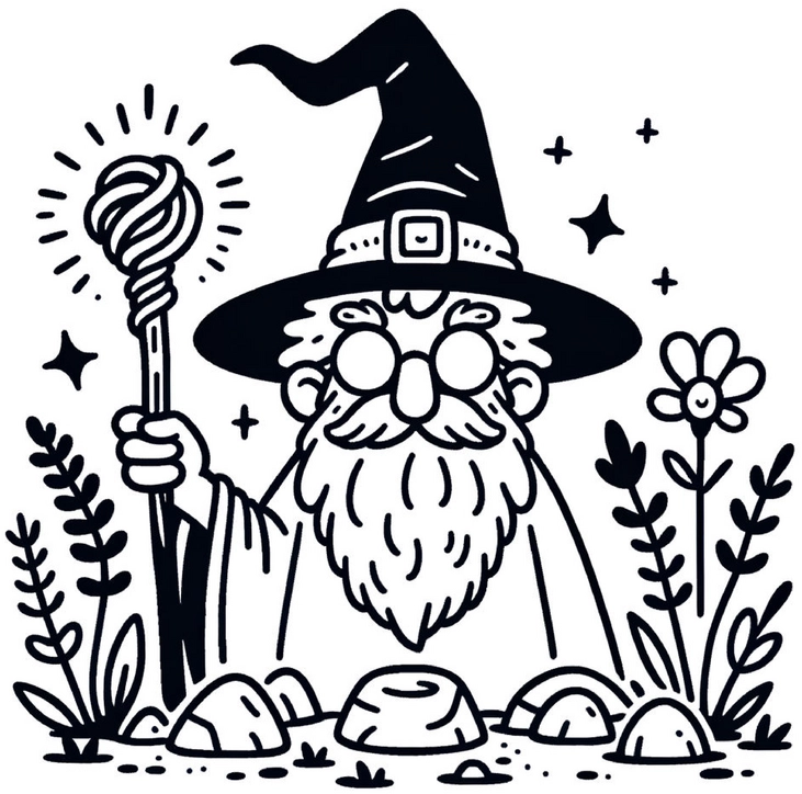 zauberer-mit-pflanzen-und-magie-ausmalvorlage